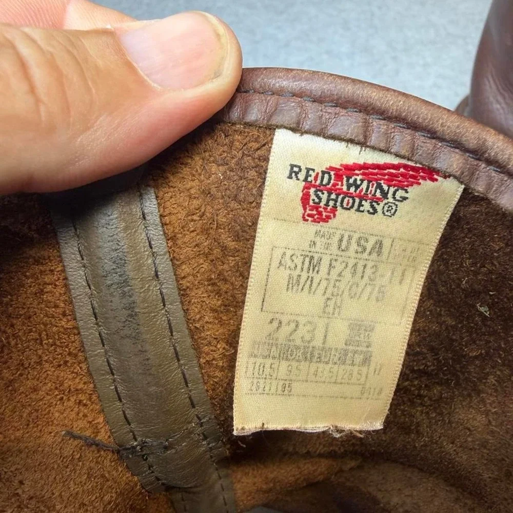 Vintage Red Wing 2231 Pecos Brown Leather Steel toe boots  10.5 Made In the USA